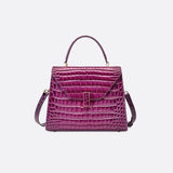 Sac à Main Cuir Trapeze Croco Chic | Nina Sac Pourpre