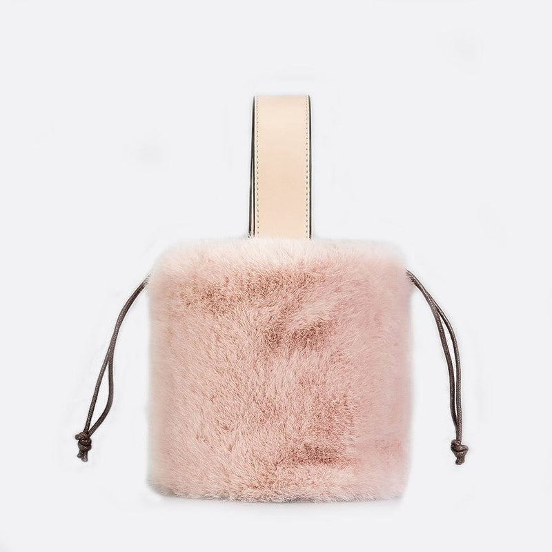 Sac à Main Luxueux en Fausse Fourrure | Nina Sac Rose pâle