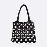 Sac à Main Macramé Chic en Noir et Perles | Nina Sac