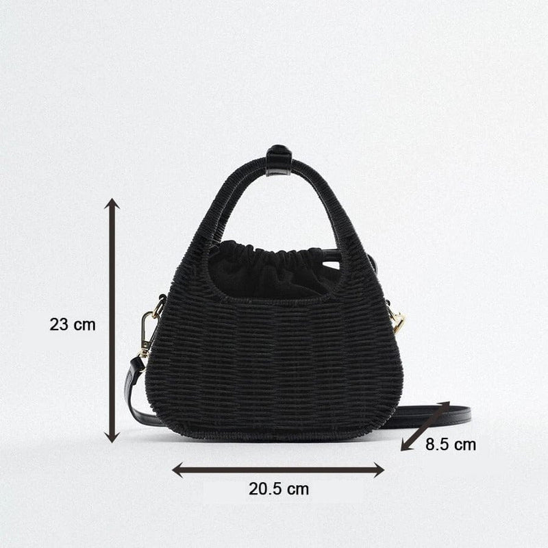 Sac à Main Noir en Rotin | Nina Sac