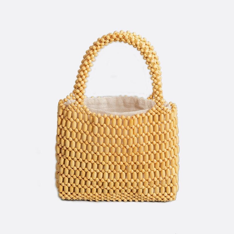 Sac à Main Perles de Bois Chic | Nina Sac Jaune moutarde