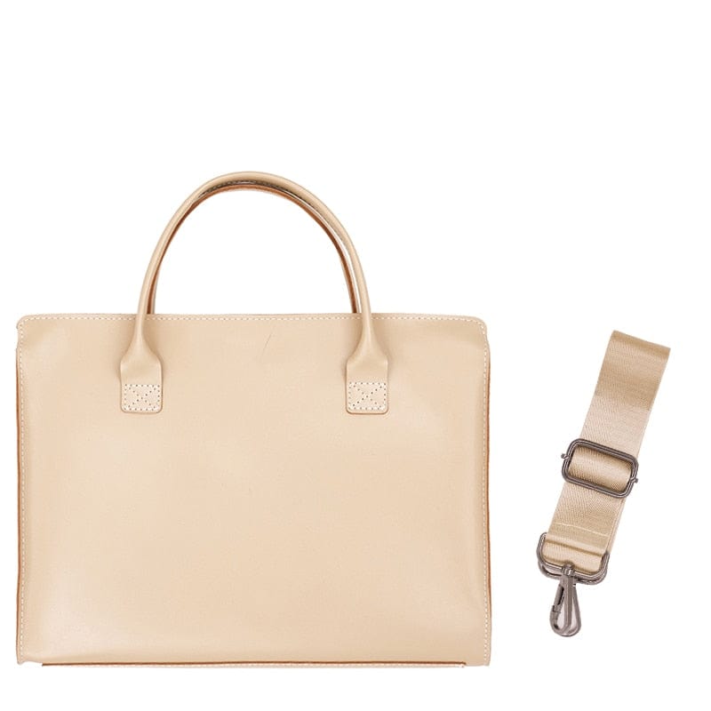 Sac à Main pour Ordinateur en Cuir Simplifié | Nina Sac Beige