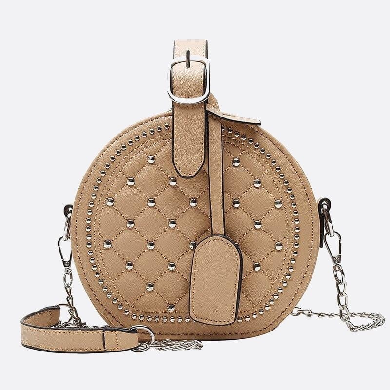 Sac à Main Rond en Cuir Matelassé | Nina Sac Beige