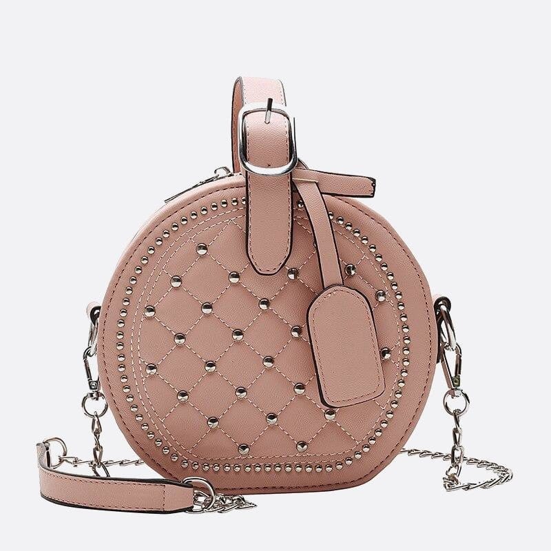 Sac à Main Rond en Cuir Matelassé | Nina Sac Rose pâle