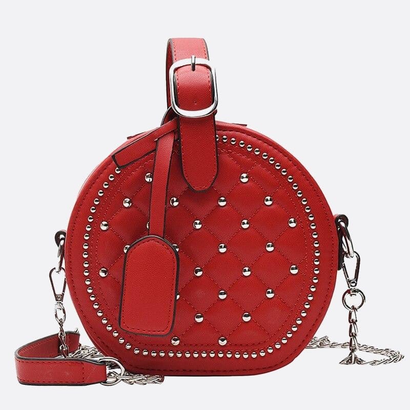 Sac à Main Rond en Cuir Matelassé | Nina Sac Rouge