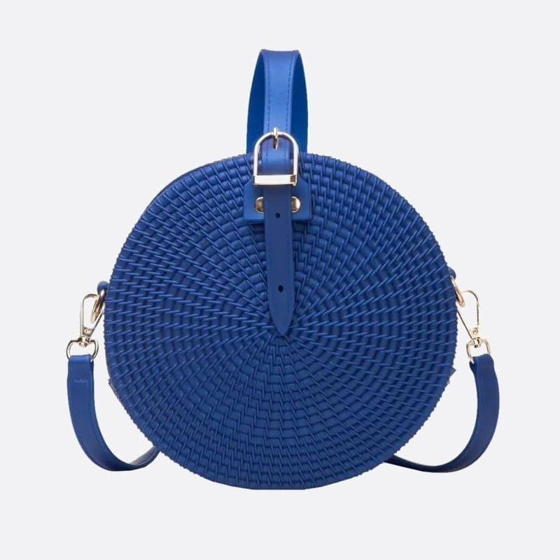 Sac à Main Rond en Cuir Tressé | Nina Sac Bleu