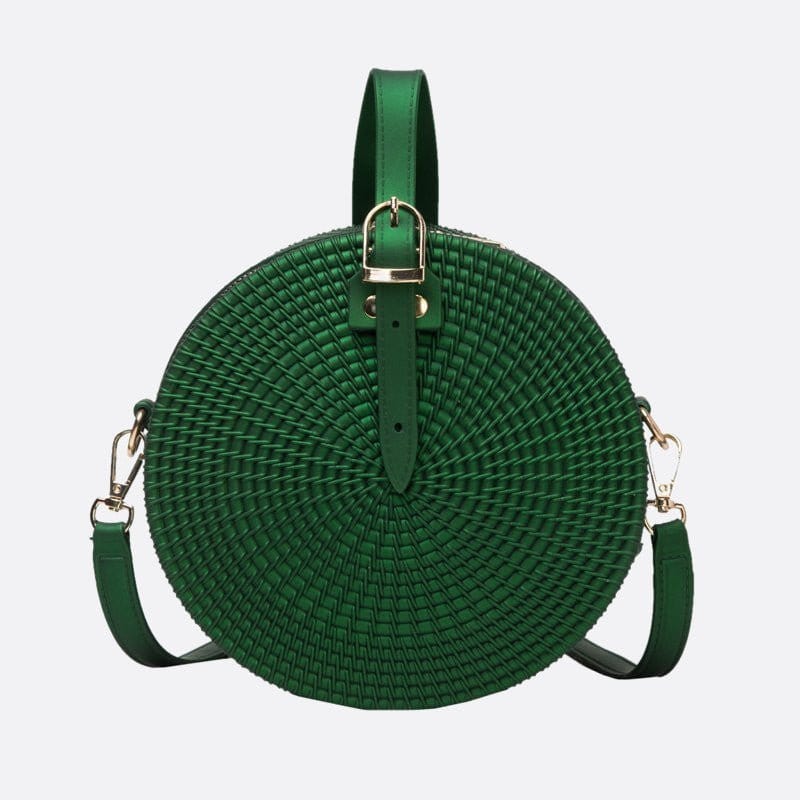 Sac à Main Rond en Cuir Tressé | Nina Sac Vert