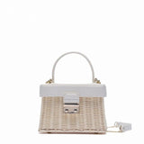 Sac à Main Rotin & Cuir - Style Élégant | Nina Sac Blanc