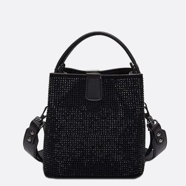 Sac à main Seau en Cuir Scintillant | Nina Sac Noir