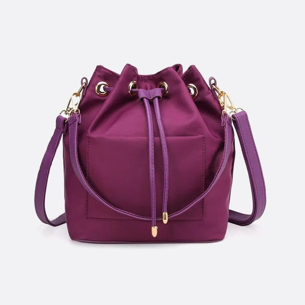 Sac à Main Seau Nylon Cordon | Nina Sac Pourpre