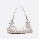 Sac Baguette Vintage en Toile | Nina Sac Blanc