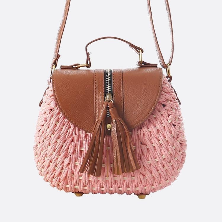 Sac Bandoulière Corde Tressée | Nina Sac Rose pâle