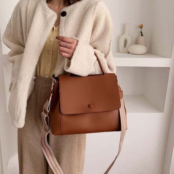 Sac Bandoulière Cuir Fonctionnel avec Poignée - Style et Praticité | Nina Sac Marron