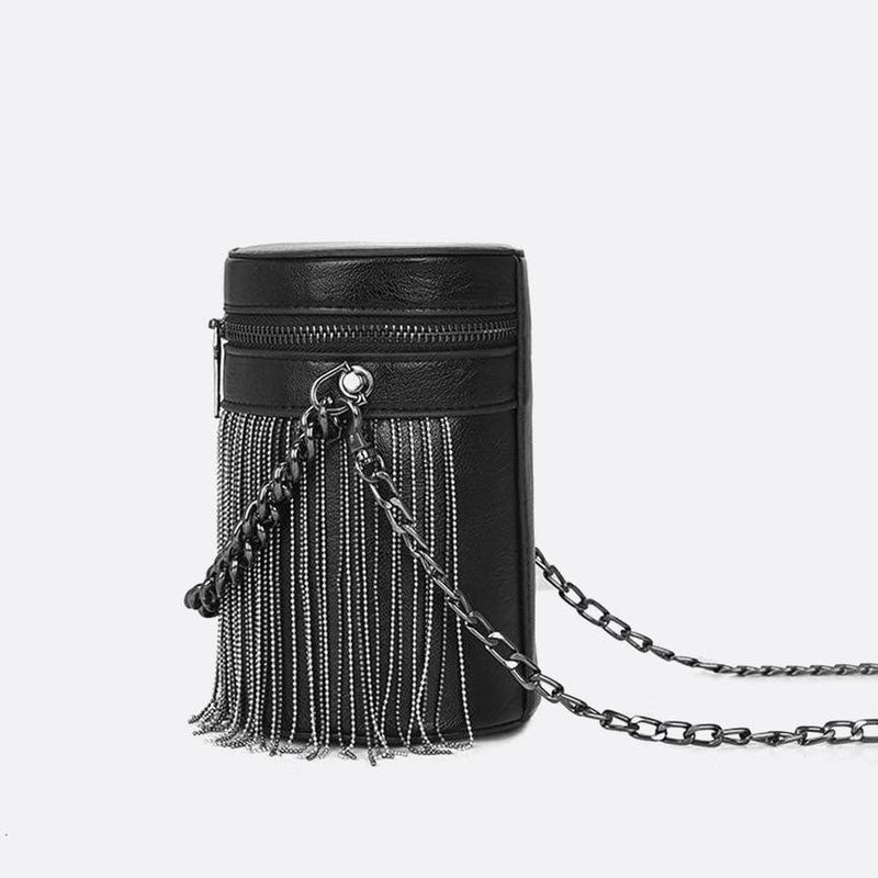 Sac Bandoulière Cuir Noir Cylinder | Nina Sac