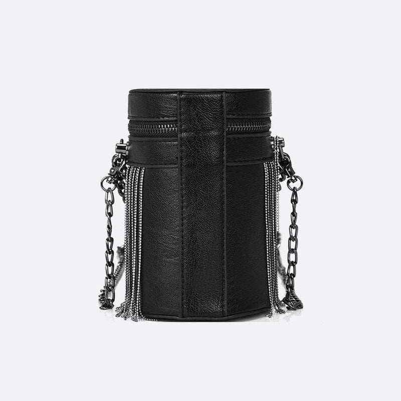 Sac Bandoulière Cuir Noir Cylinder | Nina Sac