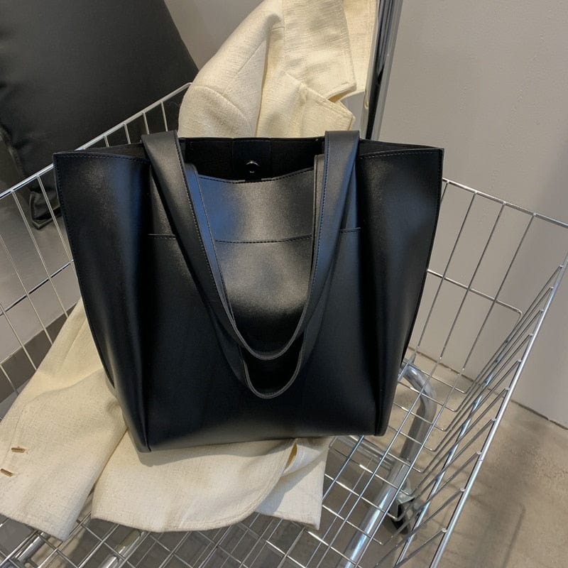 Sac Bandoulière Décontracté en Cuir Souple | Nina Sac Noir