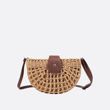 Sac Bandoulière Demi-Lune en Corde | Nina Sac Kaki