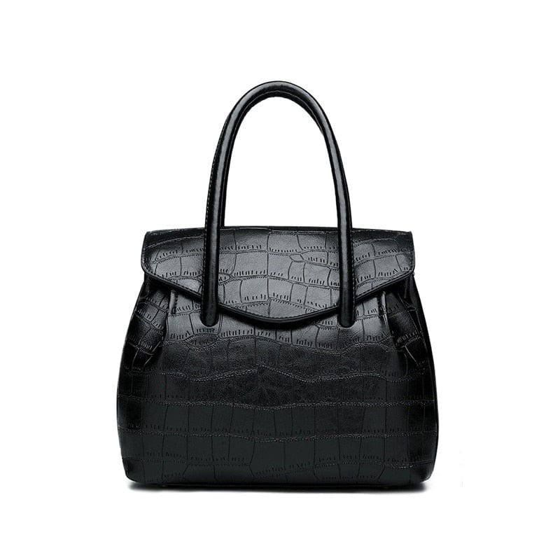 Sac Bandoulière en Cuir avec Motif Crocodile | Nina Sac Noir