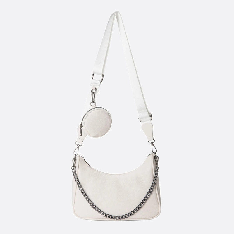 Sac Bandoulière en Cuir avec Poche-Monnaie | Nina Sac Blanc