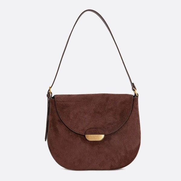 Sac bandoulière en cuir demi-lune | Nina Sac Marron