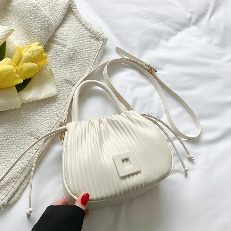 Sac Bandoulière en Cuir Tissé Elegant | Nina Sac Blanc