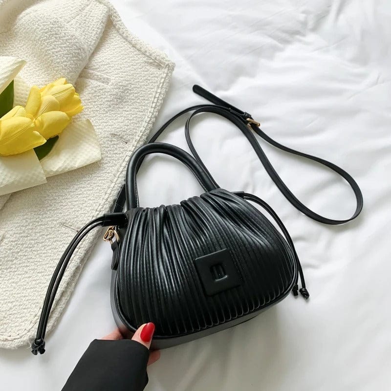 Sac Bandoulière en Cuir Tissé Elegant | Nina Sac Noir