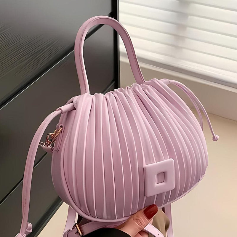 Sac Bandoulière en Cuir Tissé Elegant | Nina Sac Rose