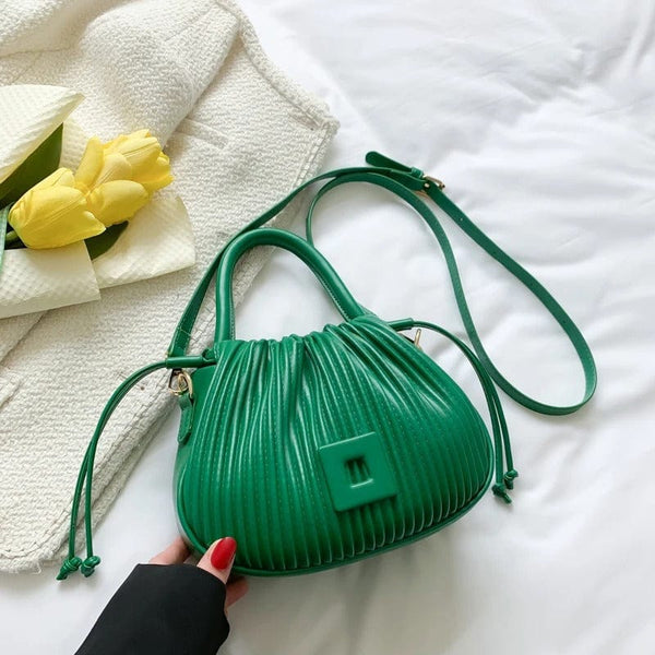 Sac Bandoulière en Cuir Tissé Elegant | Nina Sac Vert