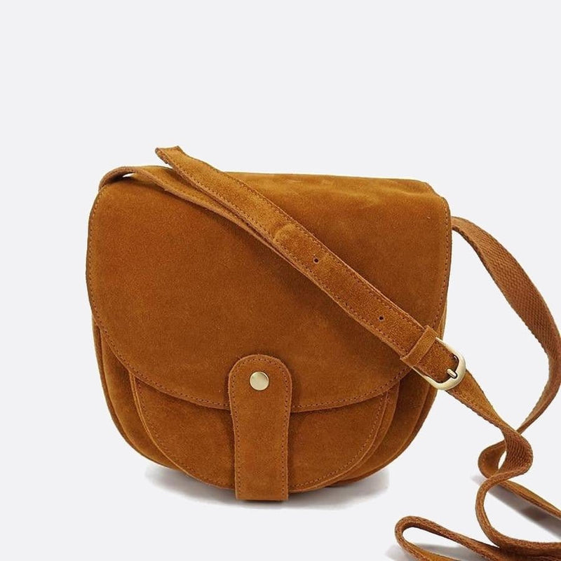 Sac Bandoulière en Daim Camel | Nina Sac