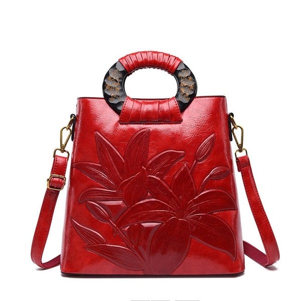 Sac Bandoulière Femme Chic en Cuir, Compartimenté | Nina Sac Rouge