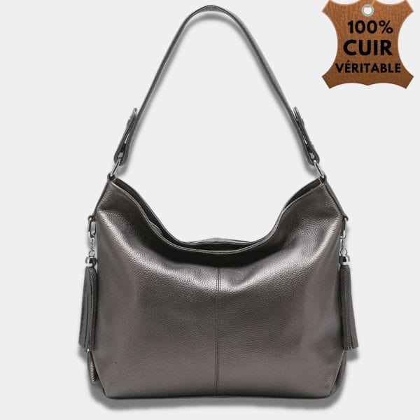 Sac Bandoulière Femme Cuir | Sac Elisa Gris