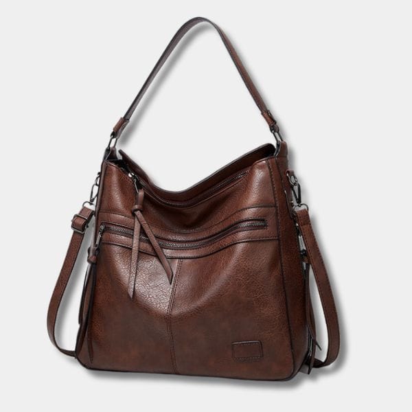 Sac Bandoulière Femme en Cuir Souple PU Brun foncé