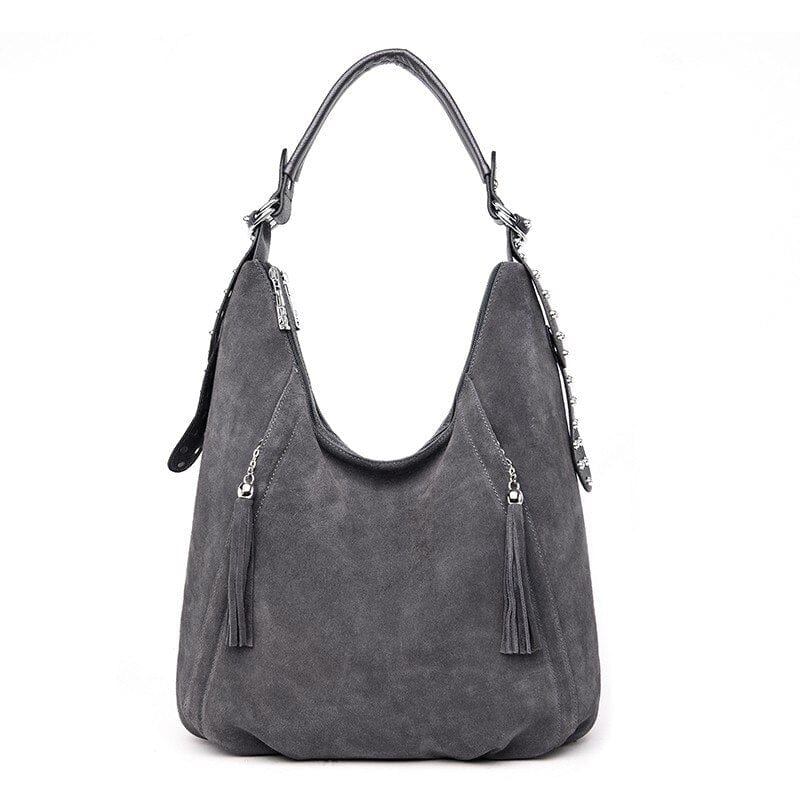 Sac Bandoulière Femme en Daim - Style Décontracté | Nina Sac Gris clair