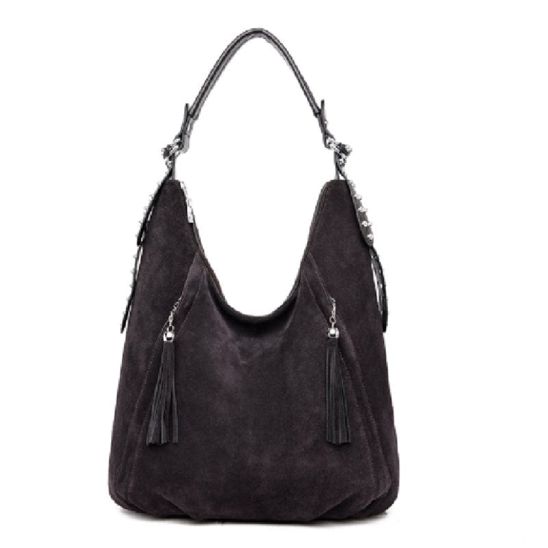 Sac Bandoulière Femme en Daim - Style Décontracté | Nina Sac Gris foncé