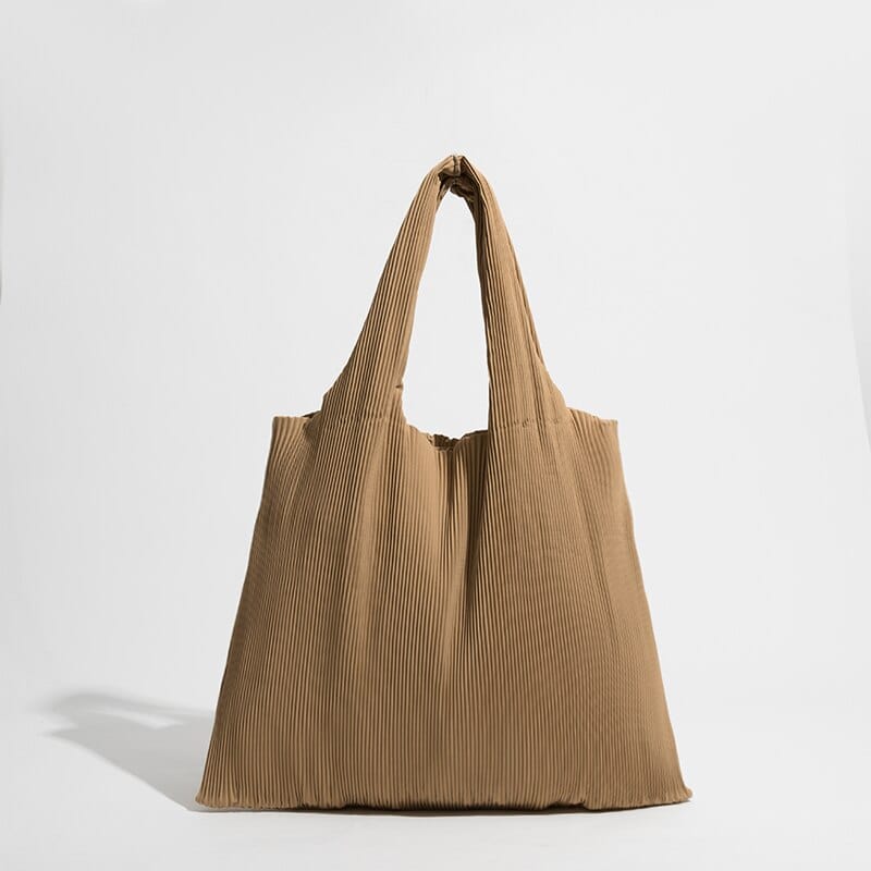 Sac Bandoulière Femme Plissé Fonctionnel: Idéal pour le Shopping | Nina Sac Marron