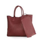 Sac Bandoulière Femme Tissé Rétro en Cuir | Nina Sac Bordeaux