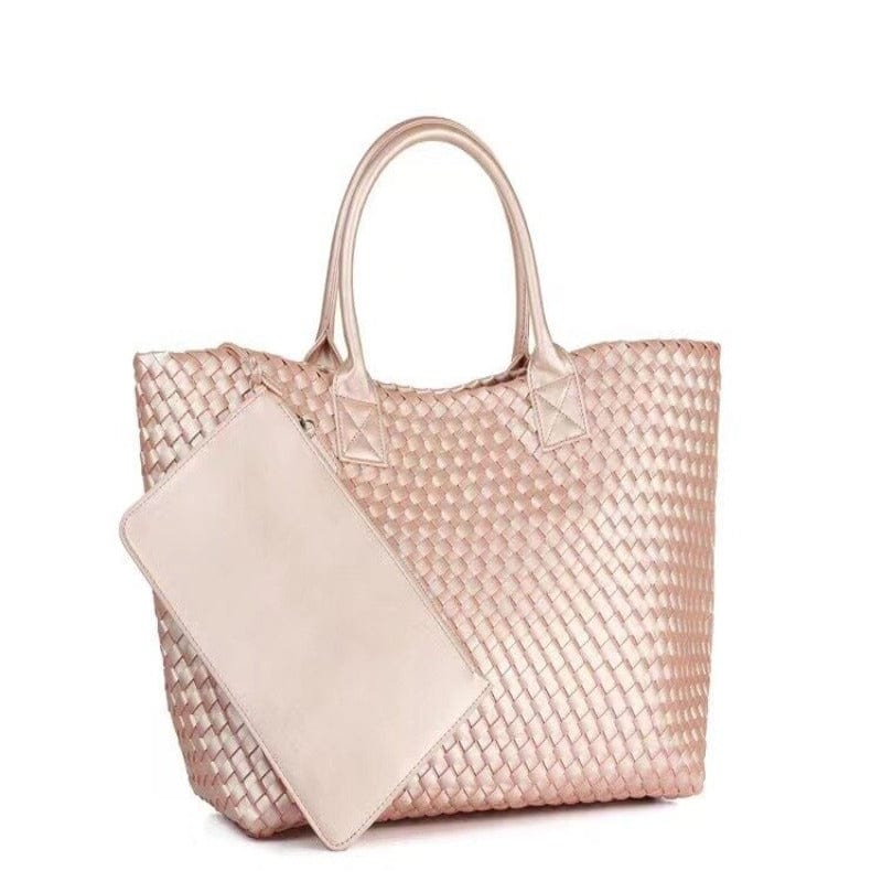 Sac Bandoulière Femme Tissé Rétro en Cuir | Nina Sac Rose clair