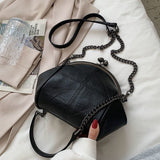 Sac Bandoulière Femme Vintage en Cuir avec Chaîne | Nina Sac Noir