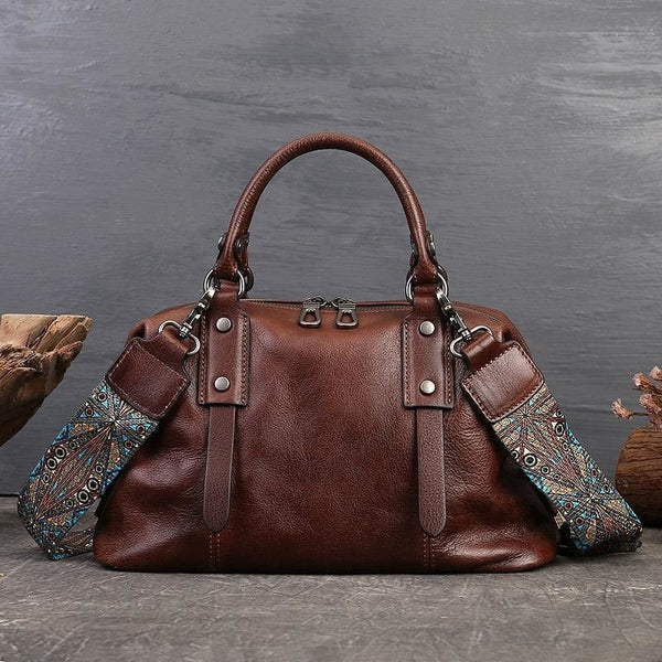 Sac Bandoulière Femme Vintage en Cuir | Nina Sac Café