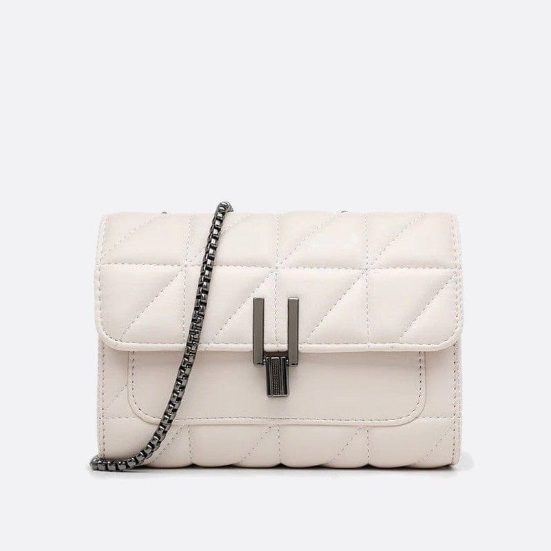 Sac Bandoulière Matelassé en Cuir Luxe | Nina Sac Blanc