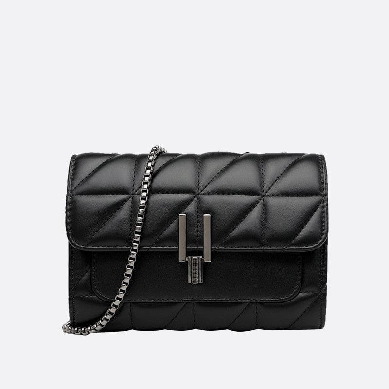 Sac Bandoulière Matelassé en Cuir Luxe | Nina Sac Noir