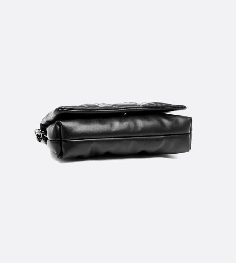 Sac Bandoulière Noir Matelassé - Élégance en Cuir avec Chaine | Nina Sac