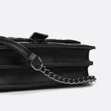 Sac Bandoulière Noir Matelassé en Cuir | Nina Sac