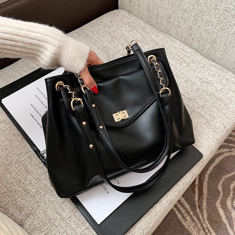 Sac Bandoulière Tendance en Cuir Spacieux | Nina Sac Noir