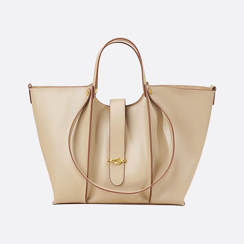 Sac Cabas Avec Pochette en Cuir Amovible | Nina Sac Beige