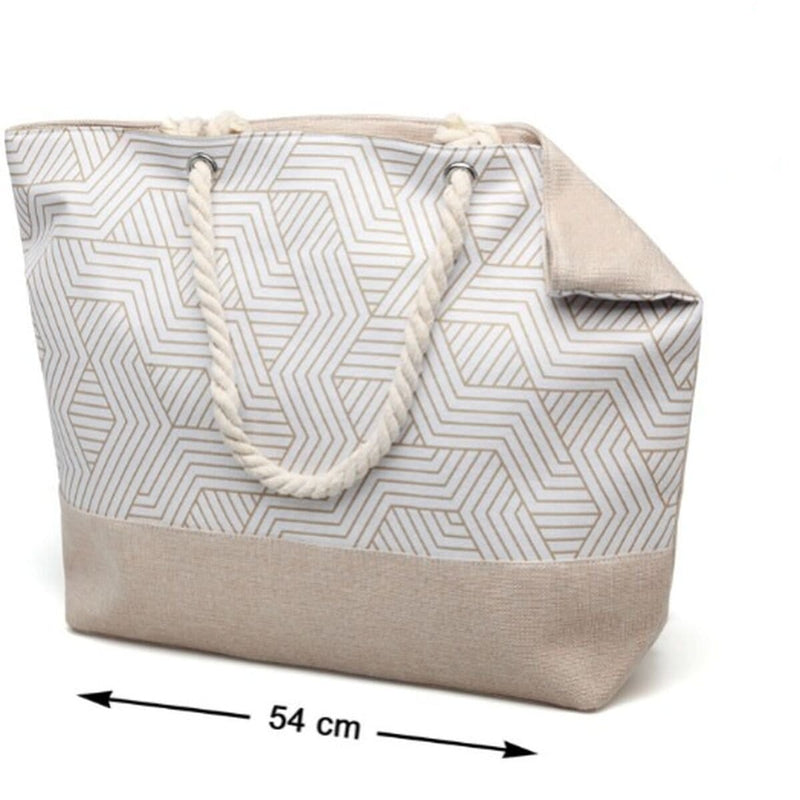 Sac cabas Beige de Plage Géométrique | Nina Sac