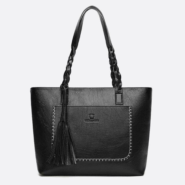 Sac Cabas Bohème en Cuir | Nina Sac Noir