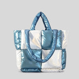 Sac Cabas Brillant | Nina Sac Blanc et bleu métallisé