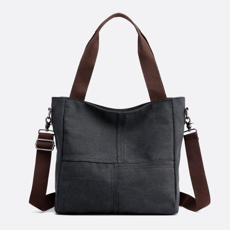 Sac Cabas Carré en Toile - Style Élégant | Nina Sac Noir