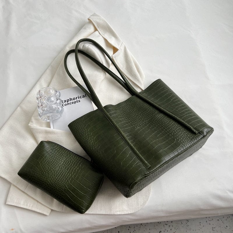 Sac Cabas Croco Femme tendance | Nina Sac Vert